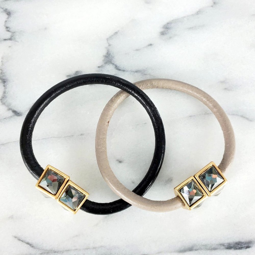 Magnetic Crystal Cube‎ Cuff Bracelet Set